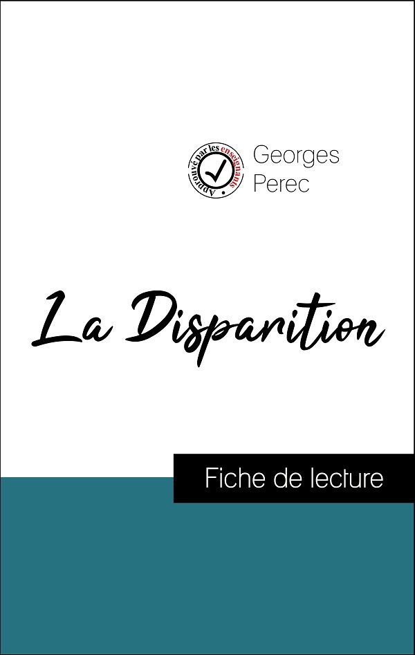 image couverture fiche de lecture la disparition de perec
