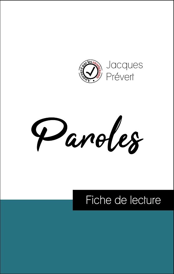 image couverture fiche de lecture paroles de prévert