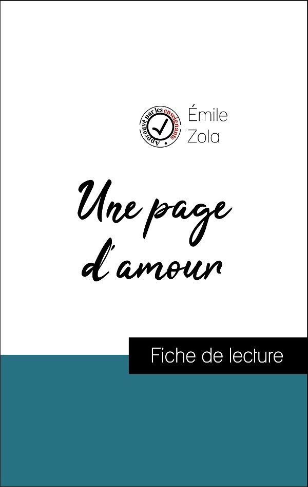 image couverture fiche de lecture une page d'amour de zola