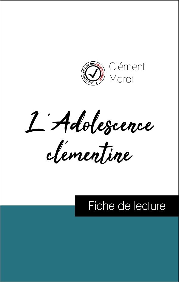 image couverture fiche de lecture l'adolescence clémentine de clément marot