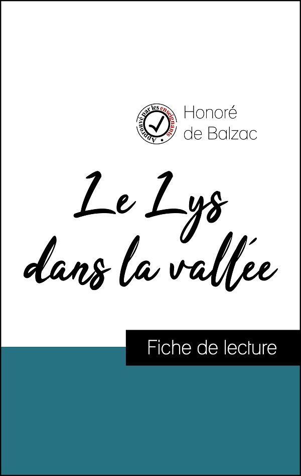 image couverture fiche de lecture le lys dans la vallée de balzac